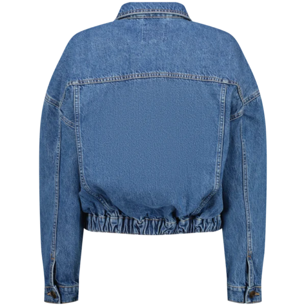 Crysti Refreshed Look Blue Bomber Denim Jacket Back