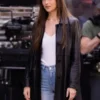 Dakota Johnson Materialists Black Leather Jacket Front View