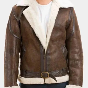 Damian Brown Shearling Double Rider Leather Jacket