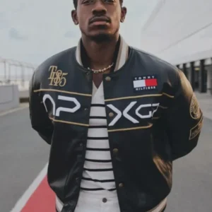 Damson Idris F1 Movie APXGP Leather Varsity Bomber Jacket