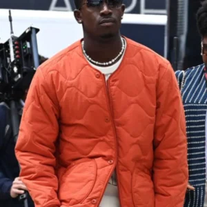 Damson Idris F1 The Movie Orange Quilted Jacket