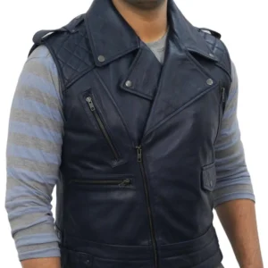 Daniela Sleeveless Leather Biker Vest