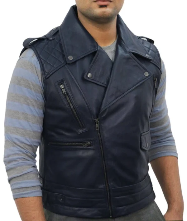 Daniela Sleeveless Leather Biker Vest