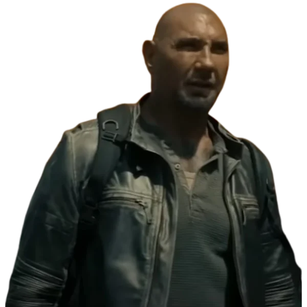 Dave Bautista Afterburn Black Distressed Leather Jacket Side View