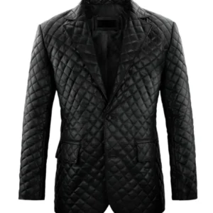 Dean Quilted Black Leather Blazer Jacket