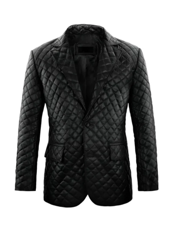 Dean Quilted Black Leather Blazer Jacket