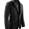 Dean Quilted Black Leather Blazer Jacket Side View