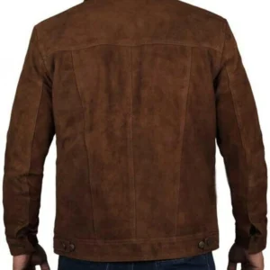 Destiny Brown Suede Aviator Style Jacket Back