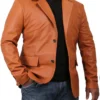 Donald Tan Leather Blazer Jacket
