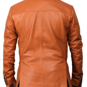 Donald Tan Leather Blazer Jacket Back