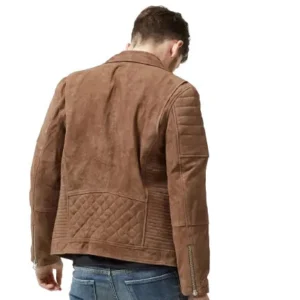 Eddie Brown Suede Double Rider Leather Jacket Back
