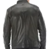 Elijah black diamond quilted leather jacket Back