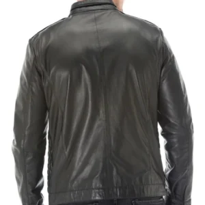 Elijah black diamond quilted leather jacket Back