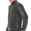 Elijah black diamond quilted leather jacket Side View