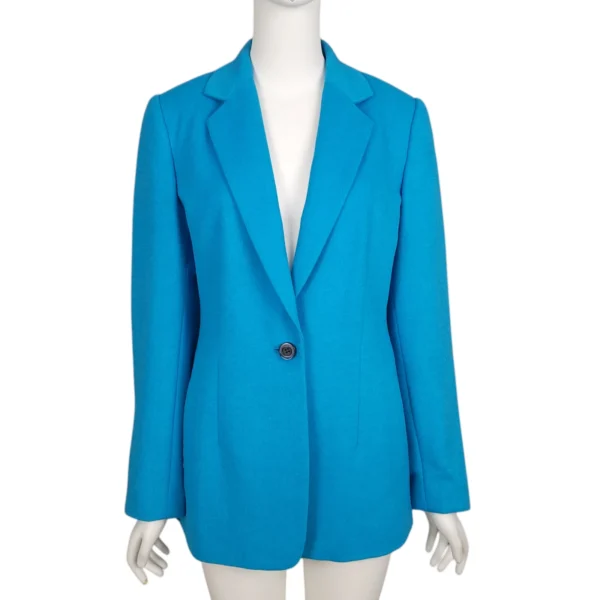 Ella Single Button Blue Wool Vintage Style Coat