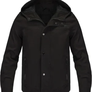 Elliott Black Cotton Hooded Jacket