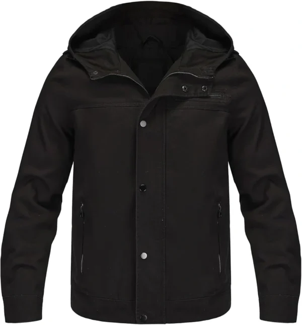 Elliott Black Cotton Hooded Jacket