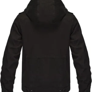 Elliott Black Cotton Hooded Jacket Back