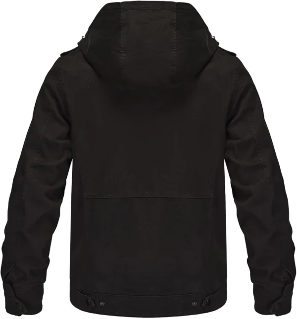 Elliott Black Cotton Hooded Jacket Back