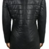 Elric womens black shearling lambskin leather overcoat Back