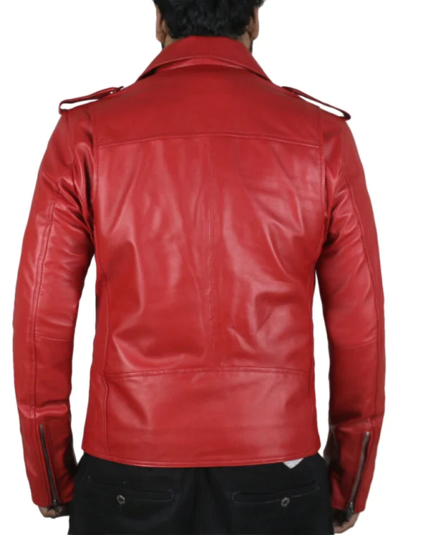 Elsie Red Double Rider Leather Jacket Back