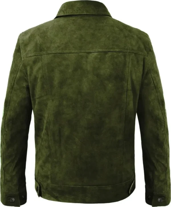 Emily Rose green suede leather jacket back