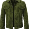 Emily Rose green suede leather jacket front