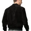 Emmalee Matte Black Suede Bomber Jacket Back