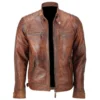 Emmery Padded Brown Leather Jacket