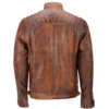 Emmery Padded Brown Leather Jacket Back