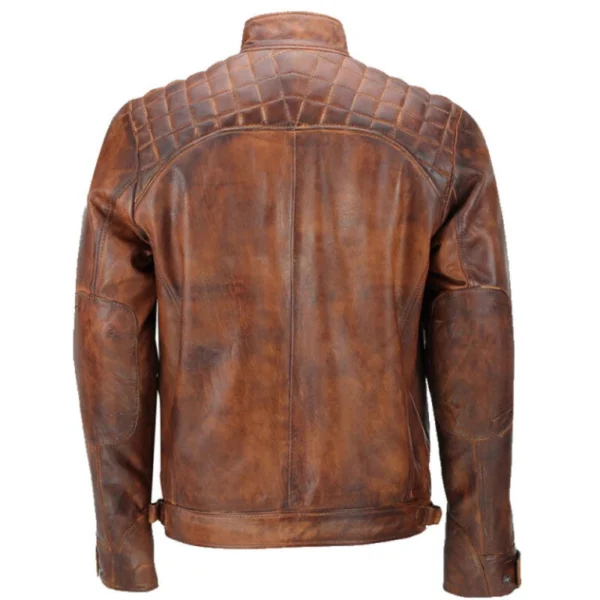 Emmery Padded Brown Leather Jacket Back