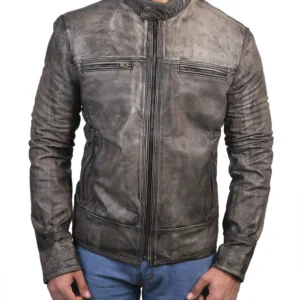 Faith Distressed Black Leather Motorcycle Jacket