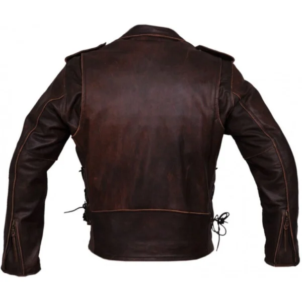 Finn Brown Double Rider Leather Jacket Back