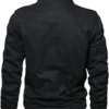 Frankie Stand up Collar Black Cotton Bomber Jacket Back