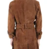 Gabriella womens brown suede cow trench overcoat Back
