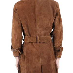 Gabriella womens brown suede cow trench overcoat Back