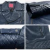 George Black Double Rider Leather Jacket Closeup