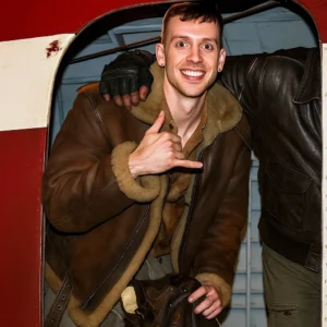 George Somner Afterburn Shearling Leather Bomber Jacket