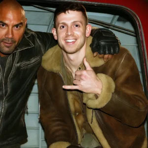 George Somner Afterburn Shearling Leather Bomber Jacket Front