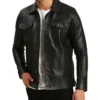 Gonzalo Black Leather Trucker Jacket