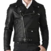 Gregory Black Belted Cafe Racer Leather Jacket