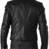 Gregory Black Belted Cafe Racer Leather Jacket Back