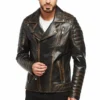 Greysen Distressed Black Street Biker Leather Jacket