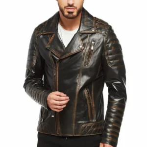 Greysen Distressed Black Street Biker Leather Jacket