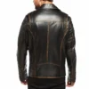 Greysen Distressed Black Street Biker Leather Jacket Back