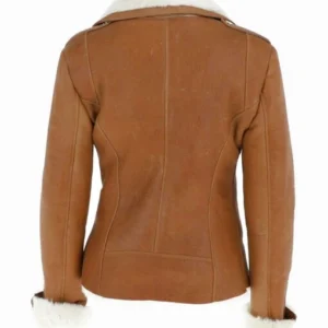Hailee Womens Shearling Brown Suede leather Jacket Back