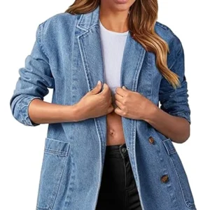 Halen Mid Length Blazer Style Denim Jacket