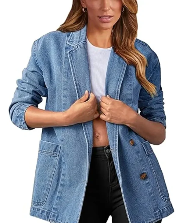 Halen Mid Length Blazer Style Denim Jacket