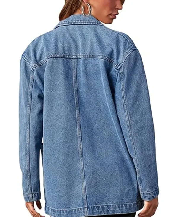 Halen Mid Length Blazer Style Denim Jacket Back