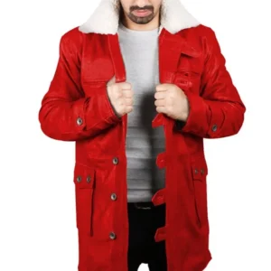 Haley distressed shearling leather overcoat